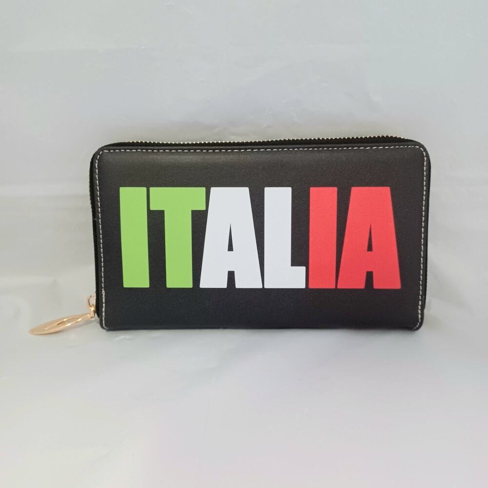 Black Zip Around "Italia" Wallet